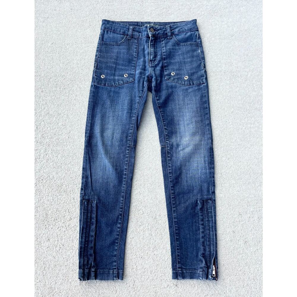 Zadig & Voltaire Evron Brut Rivet Blue Dark Wash Jeans Womens 26 Ankle Zip - Picture 6 of 15